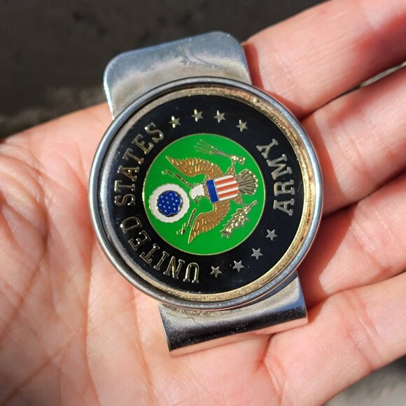 Accessories Us Army Logo Military Money Clip Brass Silver Enamel